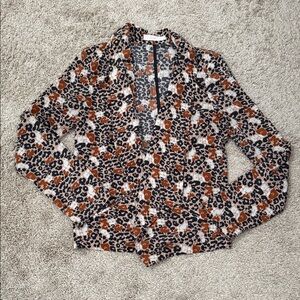 Leopard Print Blouse with Brown and Black Accents